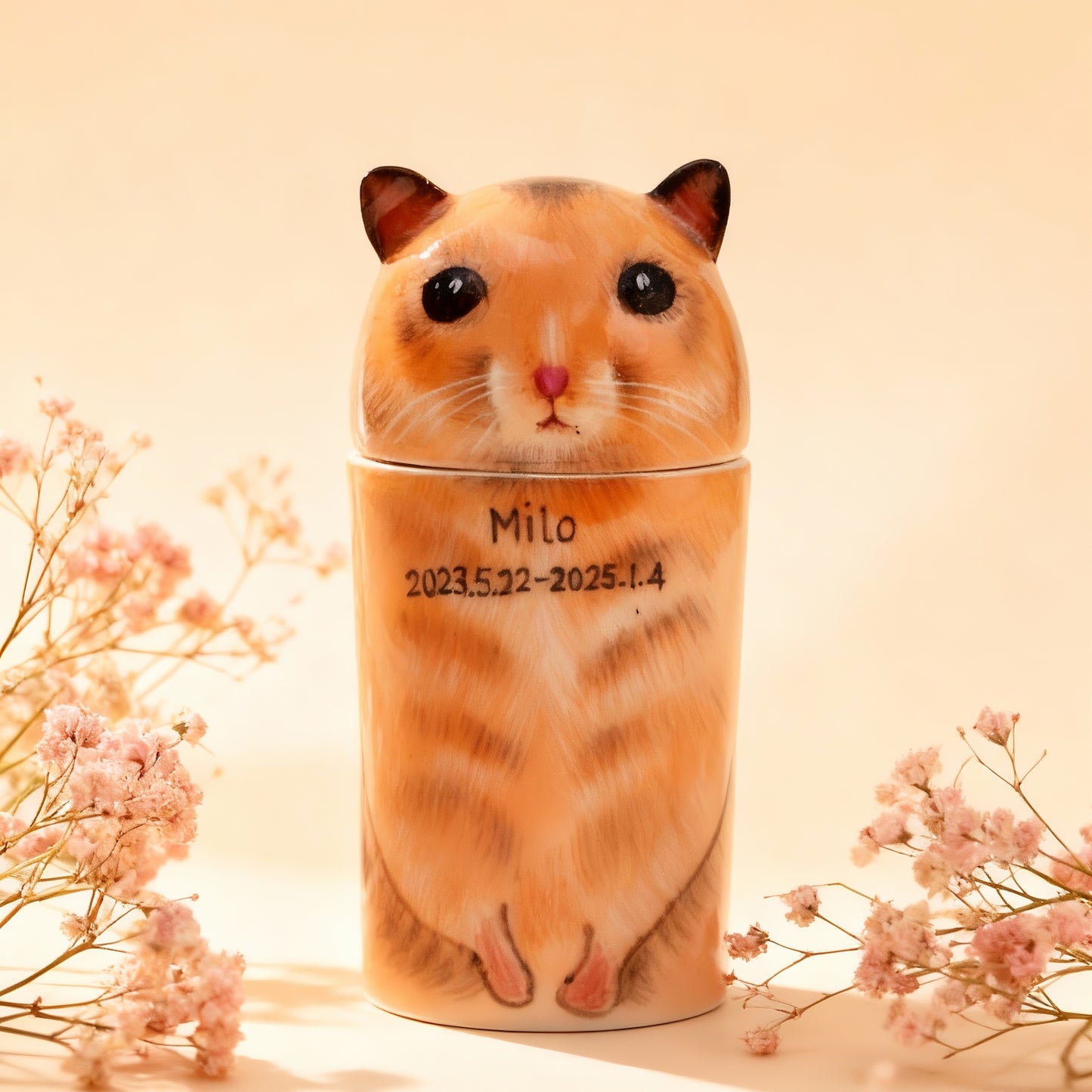 PetsonaMade Creative Ceramic Hamster Urn – Handcrafted Memorial Keepsake