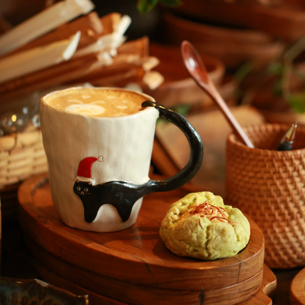 Custom Ceramic Cat-Handle Mug – Handmade & Personalised (10.2 fl oz)