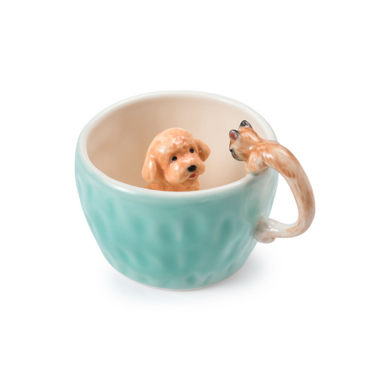 PetsonaMade Personalised Hand-Pinched Pet Portrait Coffee Mug (350 ml, Pet-Themed Handle)