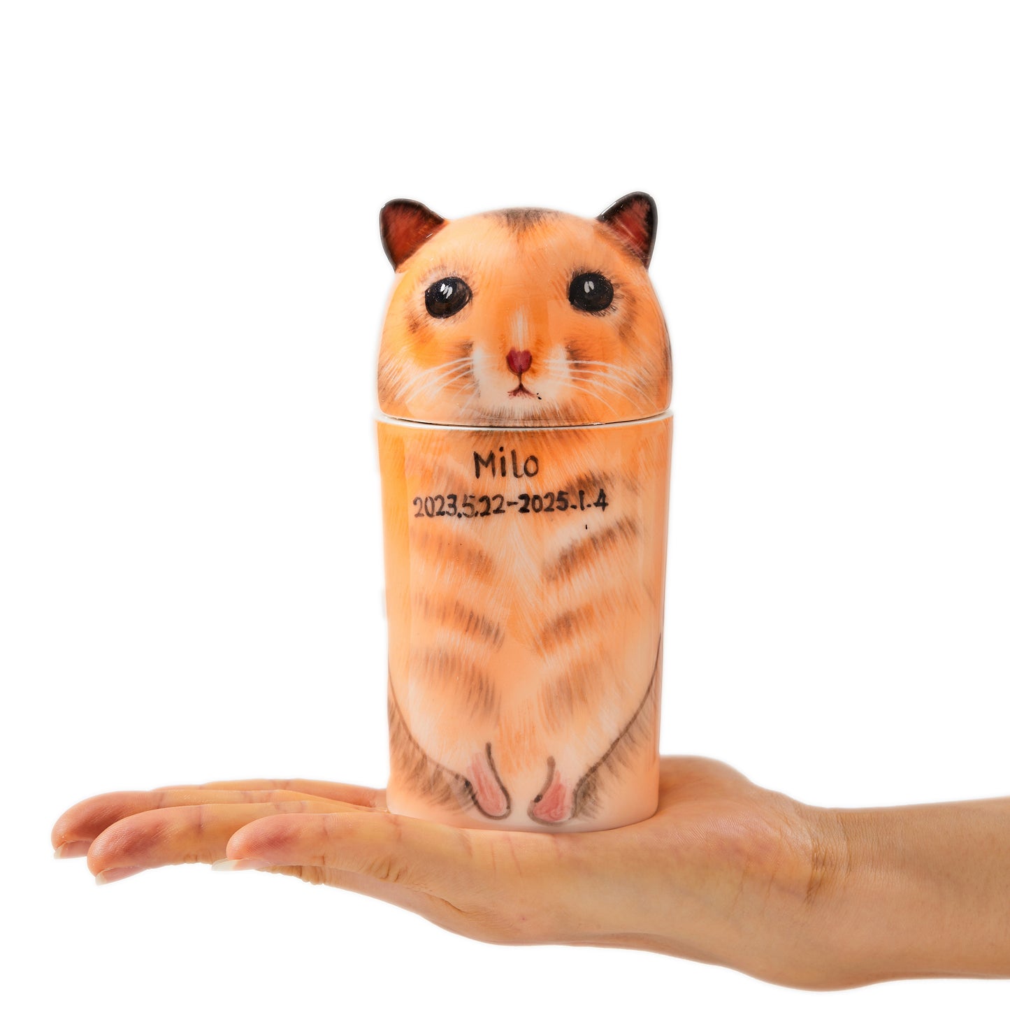 PetsonaMade Creative Ceramic Hamster Urn – Handcrafted Memorial Keepsake