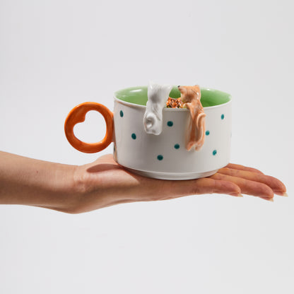 PetsonaMade Personalised Heart-Handle Pet Portrait Mug (350 ml)