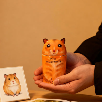 PetsonaMade Creative Ceramic Hamster Urn – Handcrafted Memorial Keepsake