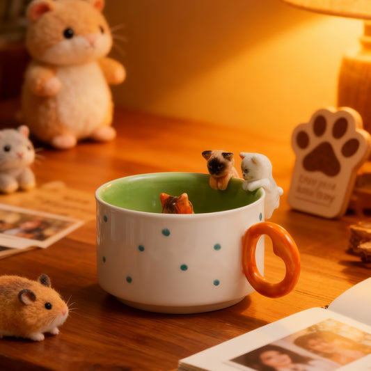 PetsonaMade Personalised Heart-Handle Pet Portrait Mug (350 ml)