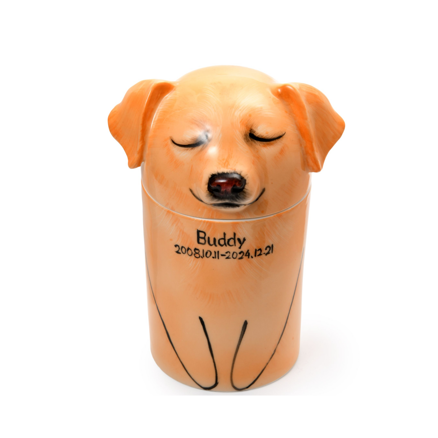 PetsonaMade Creative Ceramic Dog Urn – Handcrafted Memorial Keepsake (Standard Custom)