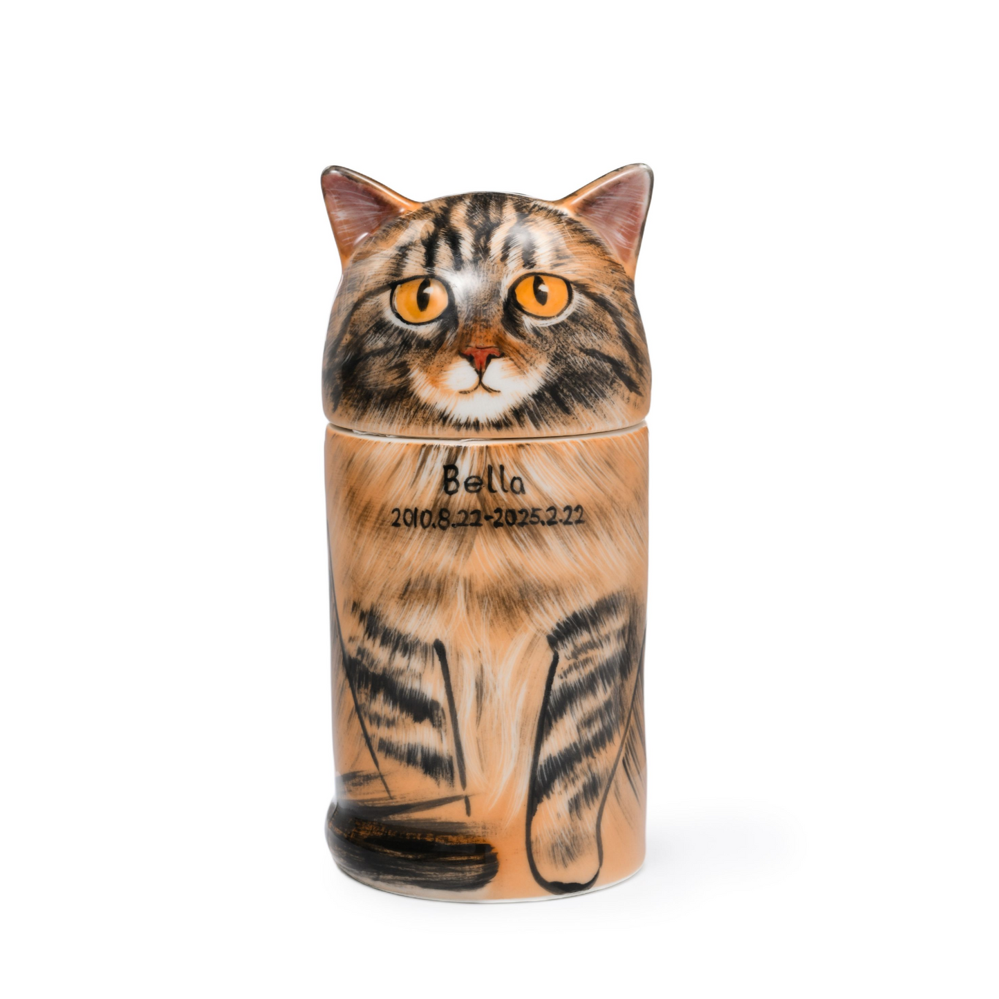 PetsonaMade Creative Ceramic Cat Urn – Handcrafted Memorial Keepsake (Standard Custom）