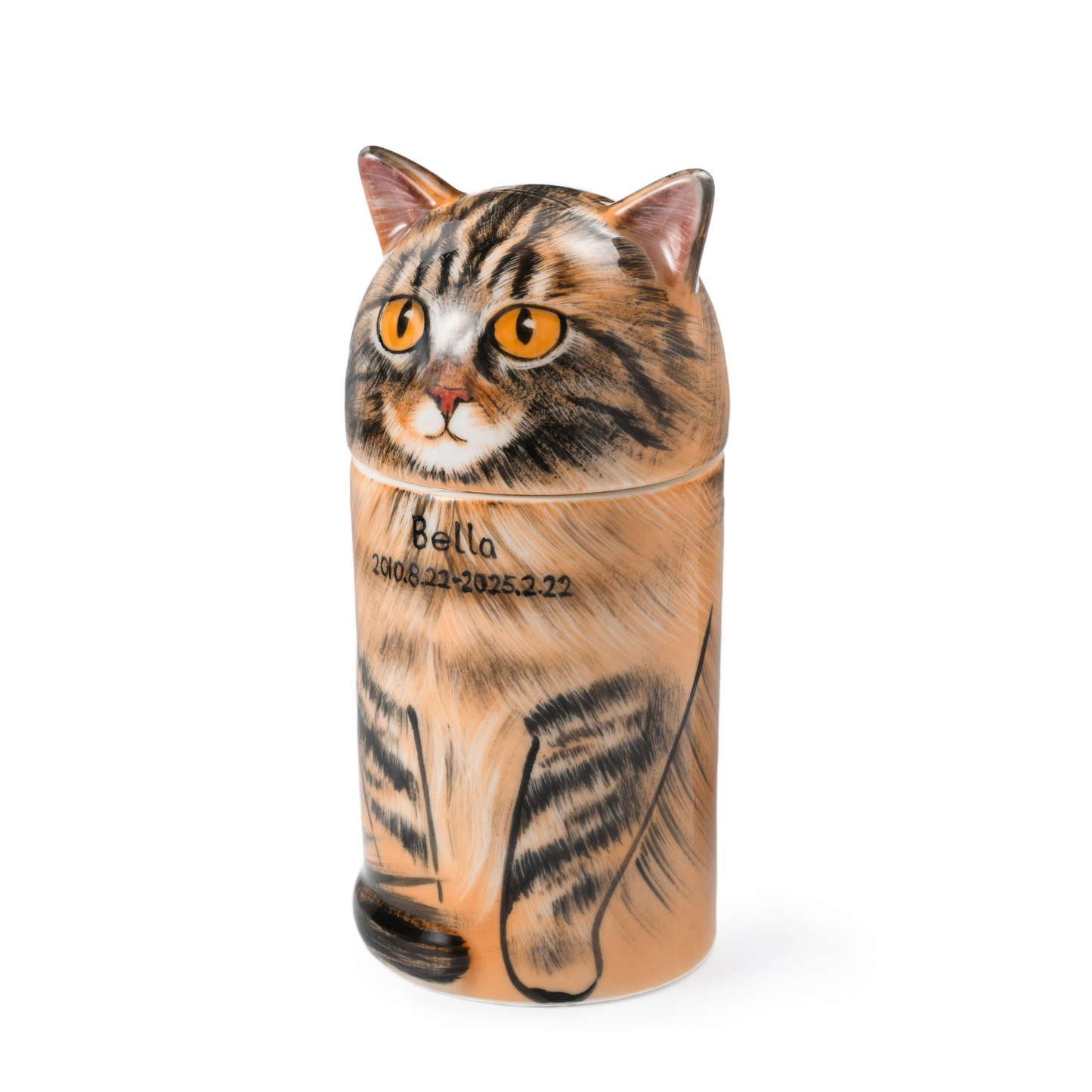 PetsonaMade Creative Ceramic Cat Urn – Handcrafted Memorial Keepsake (Standard Custom）