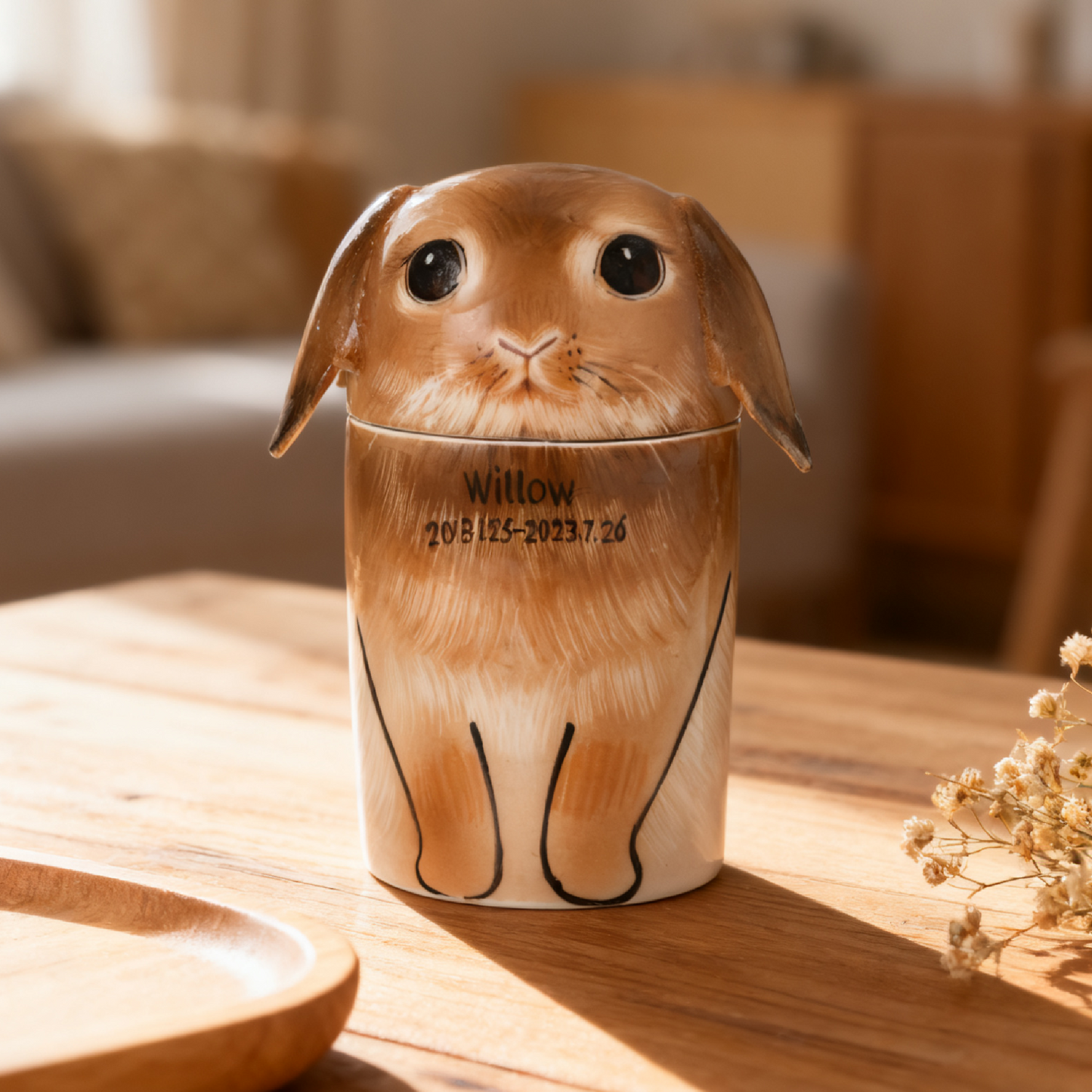 PetsonaMade Creative Ceramic Rabbit Urn – Handcrafted Memorial Keepsake