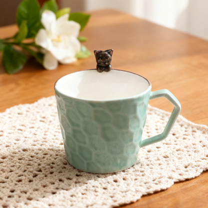 PetsonaMade Personalised Hand-Pinched Pet Portrait Coffee Mug (350 ml, Classic Handle)