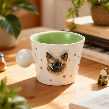 PetsonaMade Personalised 3D Hand-Painted Pet Portrait Coffee Mug (250 ml)