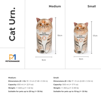 PetsonaMade Creative Ceramic Cat Urn – Handcrafted Memorial Keepsake with Custom Accessories (Deluxe Version)