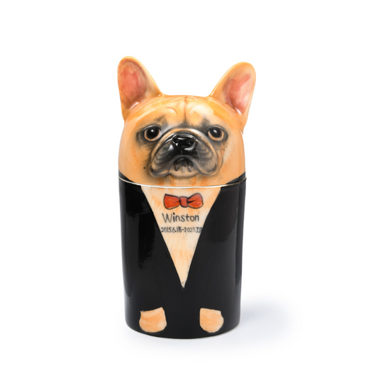 PetsonaMade Creative Ceramic Dog Urn – Handcrafted Memorial Keepsake with Custom Accessories (Deluxe Version)