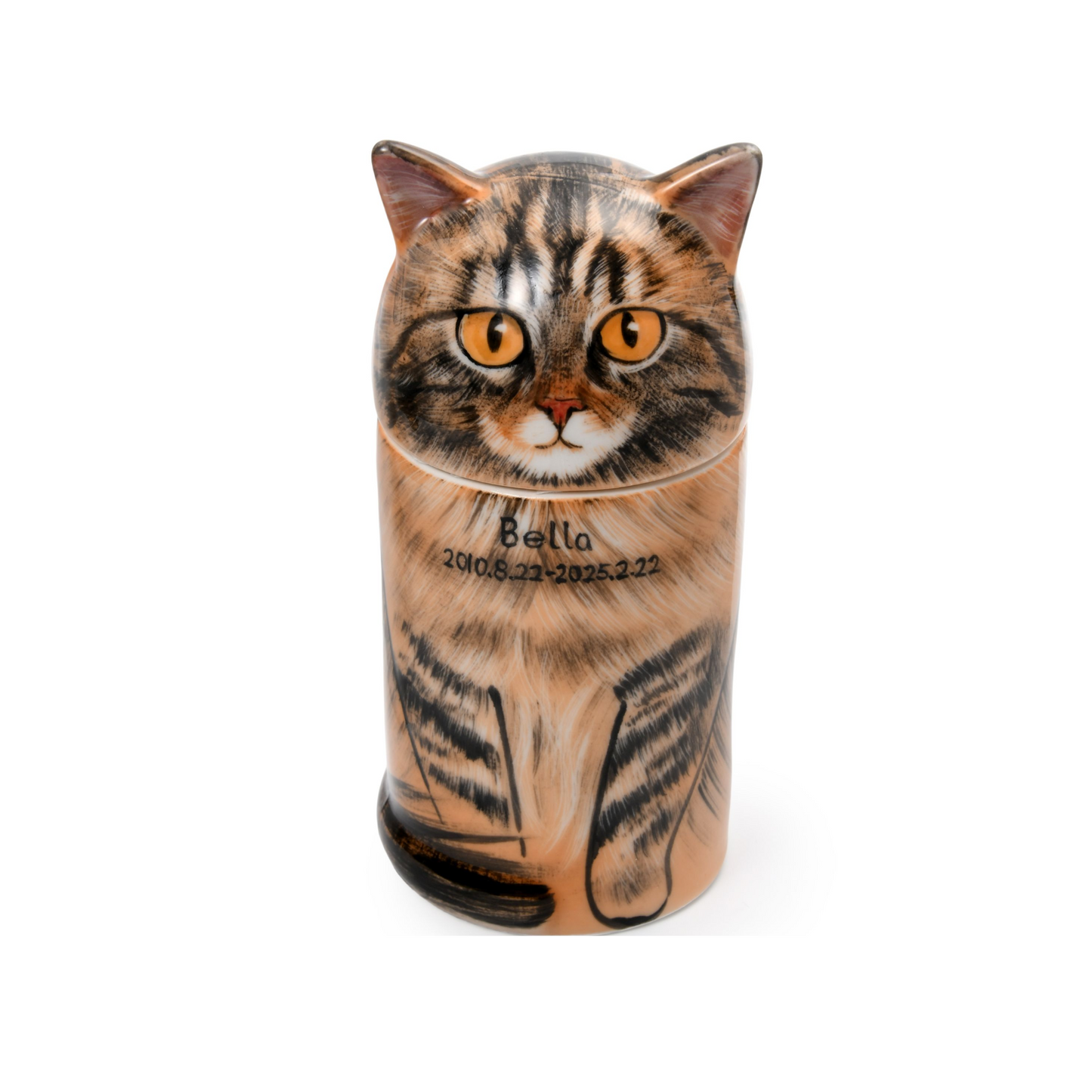 PetsonaMade Creative Ceramic Cat Urn – Handcrafted Memorial Keepsake (Standard Custom）