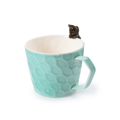 PetsonaMade Personalised Hand-Pinched Pet Portrait Coffee Mug (350 ml, Classic Handle)