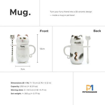 PetsonaMade Personalised Pet Portrait Coffee Cup Set (250 ml)