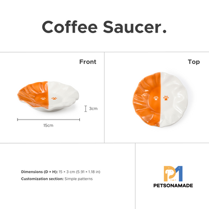 PetsonaMade Personalised 2D Hand-Painted Pet Portrait Coffee Saucer - Orange