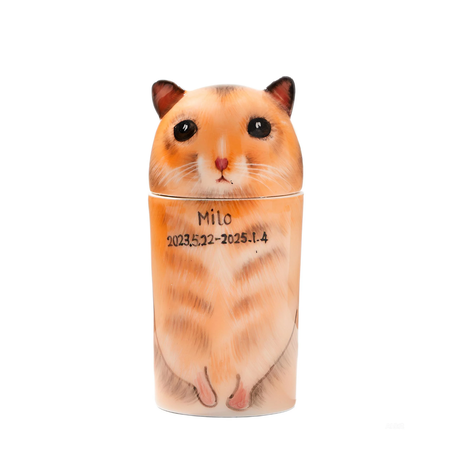 PetsonaMade Creative Ceramic Hamster Urn – Handcrafted Memorial Keepsake