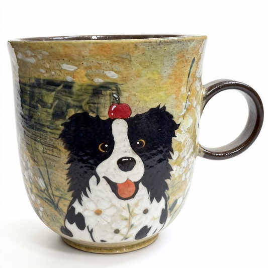 Hand Painted Dog Ceramic Mug Artistic Pet Coffee Cup