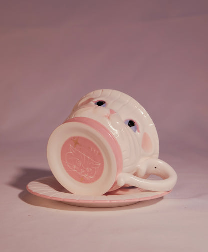 Whimsical Cat Stacked Ceramic Cup Set