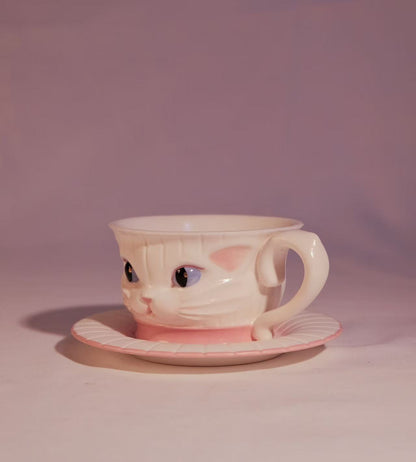 Whimsical Cat Stacked Ceramic Cup Set