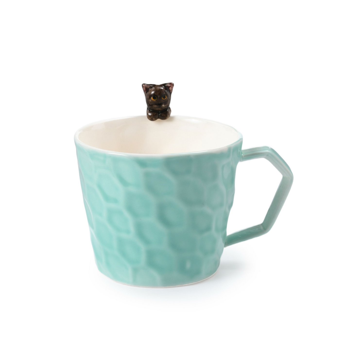 PetsonaMade Personalised Hand-Pinched Pet Portrait Coffee Mug (350 ml, Classic Handle)