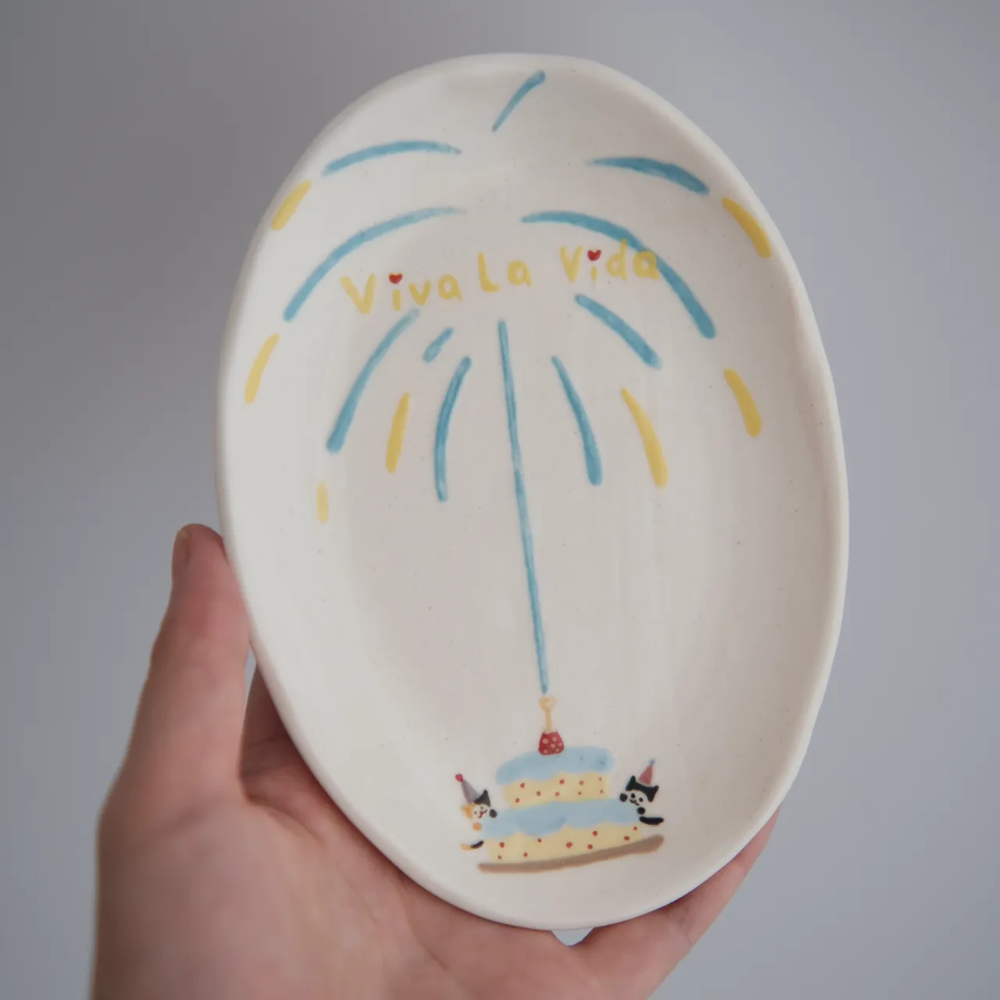 Birthday-Themed Ceramic Mug (6.7 fl oz) with Matching Plate – Handcrafted & Personalised