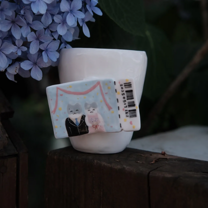 Handcrafted Wedding Cat Mug – 7.4 fl oz