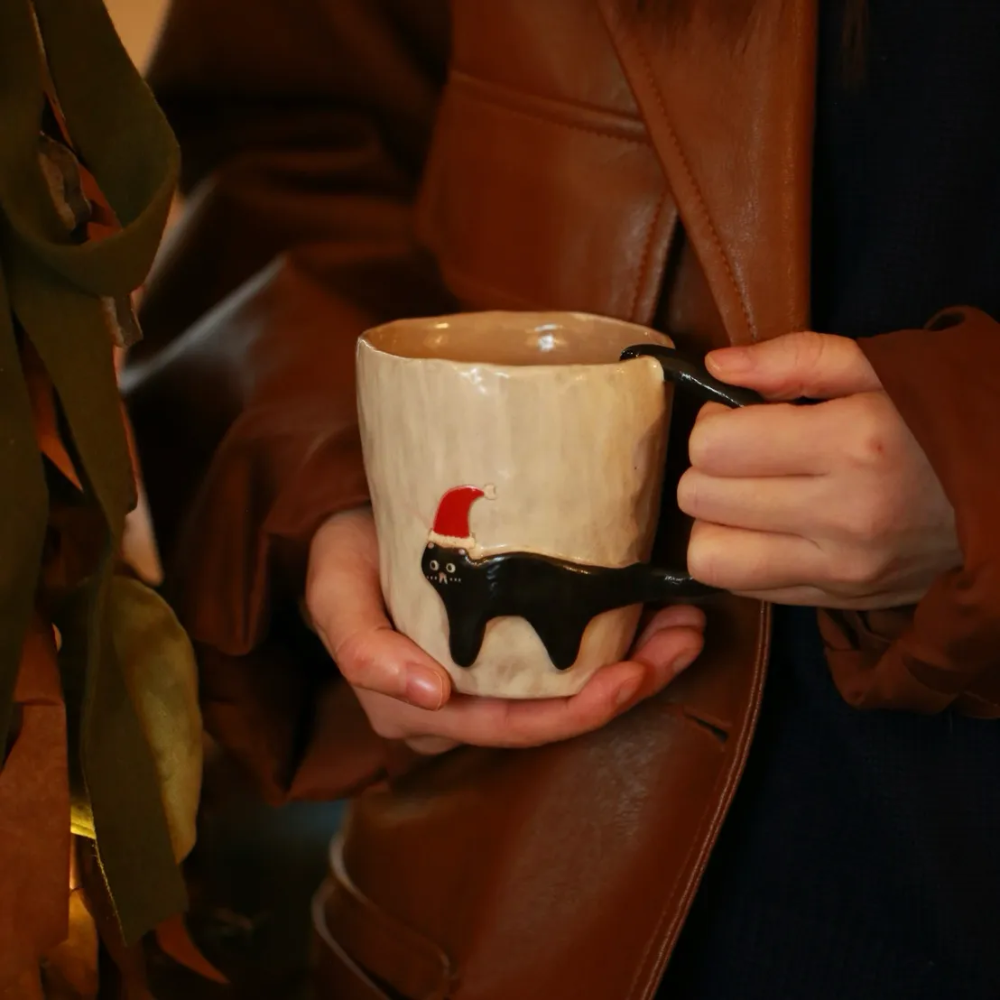 Custom Ceramic Cat-Handle Mug – Handmade & Personalised (10.2 fl oz)