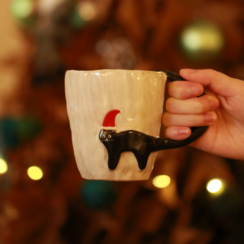 Custom Ceramic Cat-Handle Mug – Handmade & Personalised (10.2 fl oz)