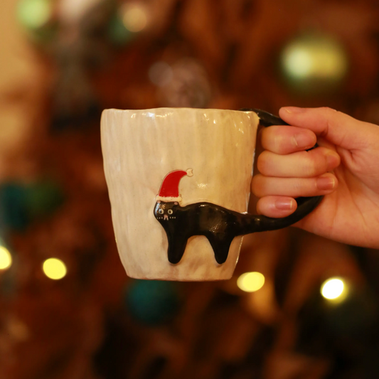 Custom Ceramic Cat-Handle Mug – Handmade & Personalised (10.2 fl oz)