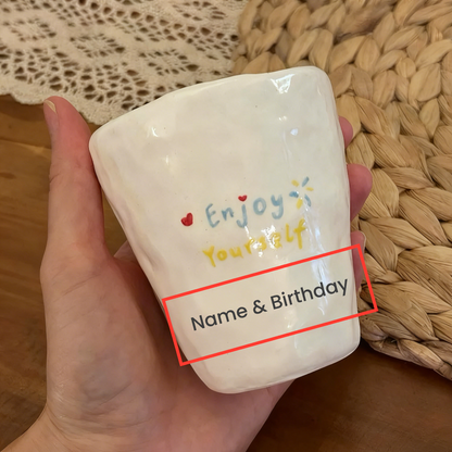 Birthday-Themed Ceramic Mug (6.7 fl oz) with Matching Plate – Handcrafted & Personalised