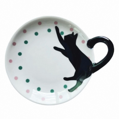 Cat Handle Ceramic Tableware Set – 4-Piece Artistic Dining Collection