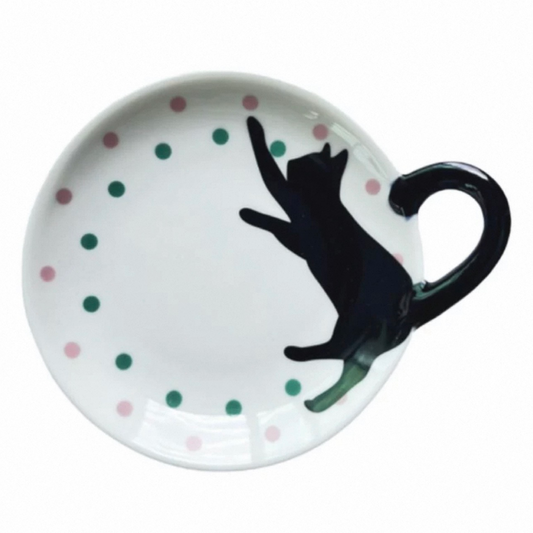 Cat Handle Ceramic Tableware Set – 4-Piece Artistic Dining Collection