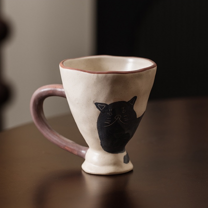 Hand-Painted Black Cat Ceramic Tableware Set