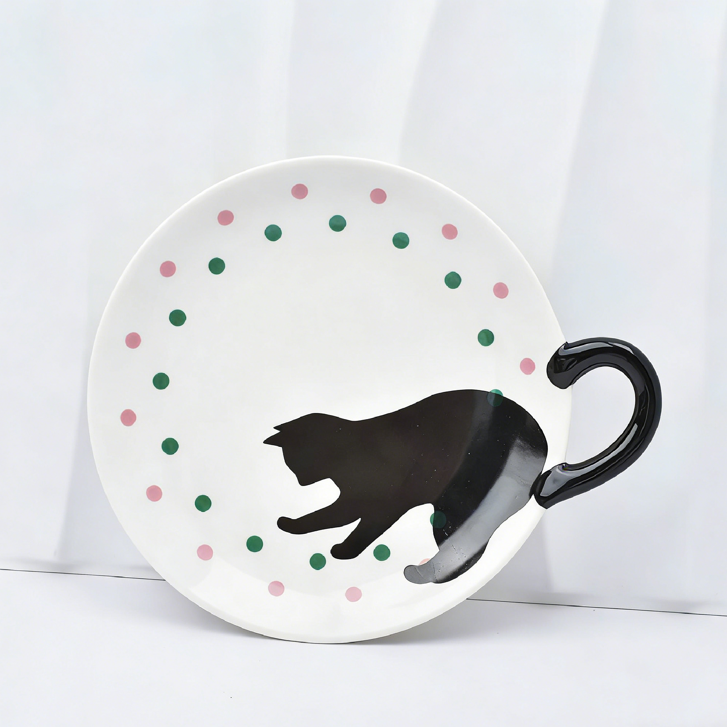 Cat Handle Ceramic Tableware Set – 4-Piece Artistic Dining Collection