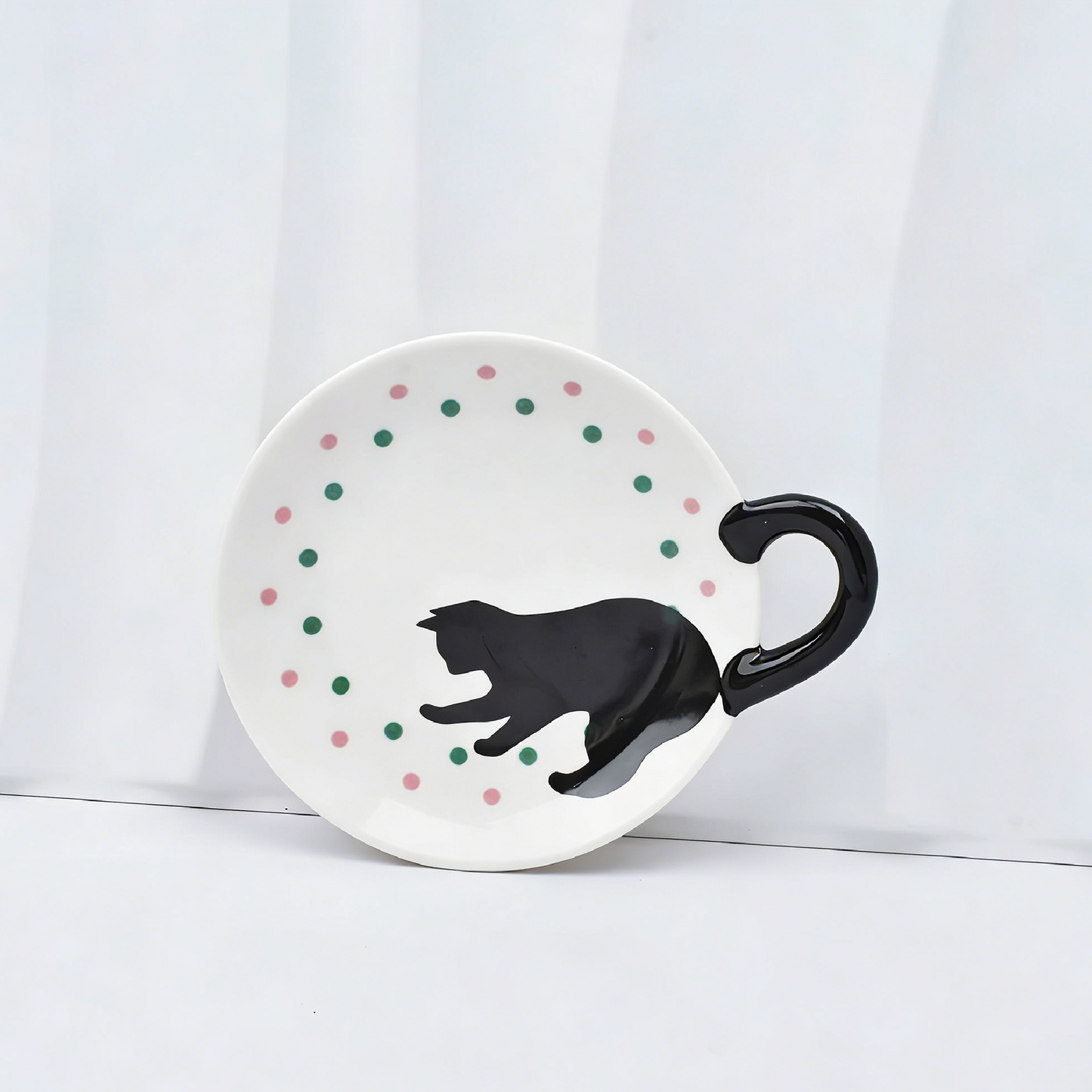 Cat Handle Ceramic Tableware Set – 4-Piece Artistic Dining Collection