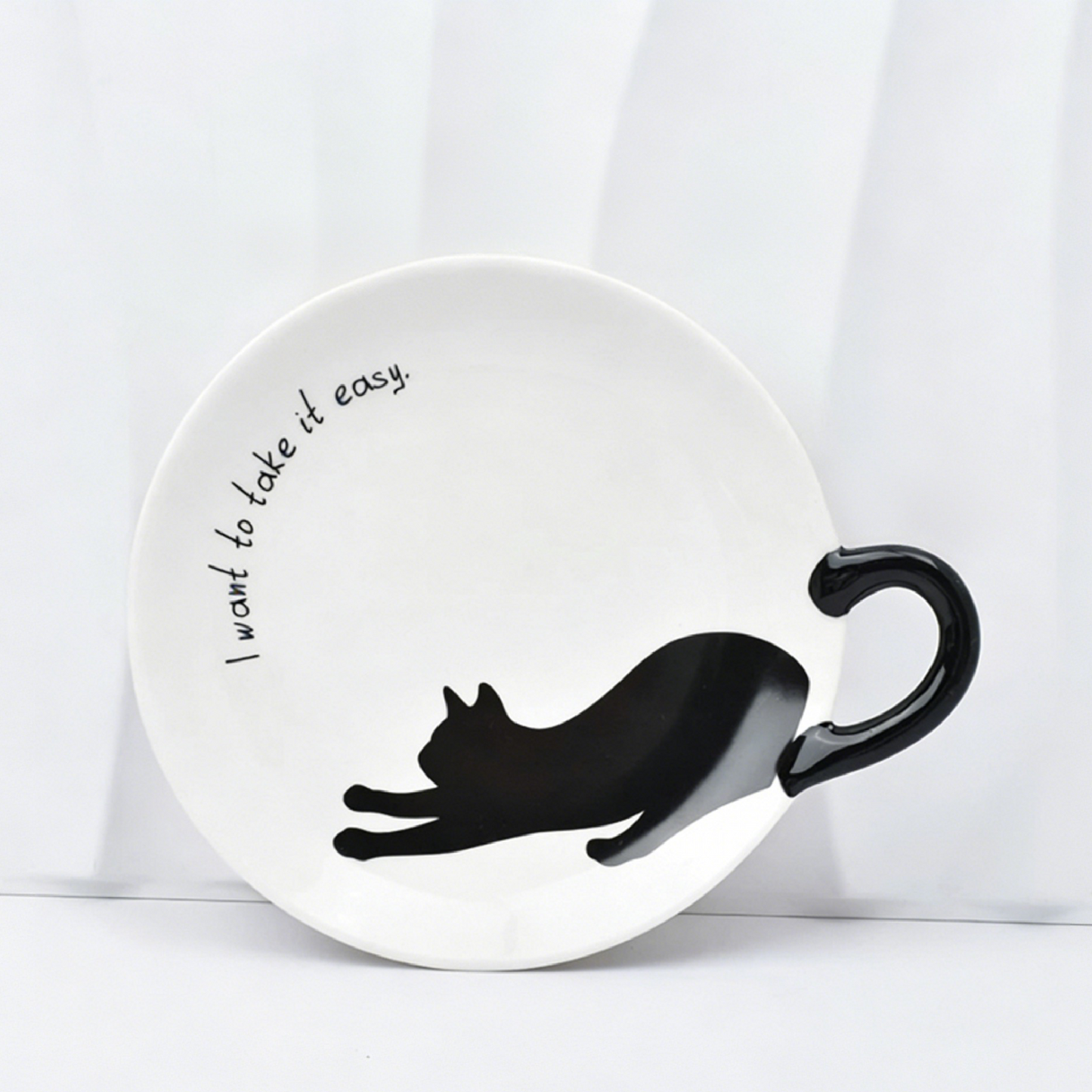 Cat Handle Ceramic Tableware Set – 4-Piece Artistic Dining Collection