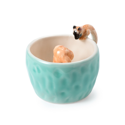 PetsonaMade Personalised Hand-Pinched Pet Portrait Coffee Mug (350 ml, Pet-Themed Handle)