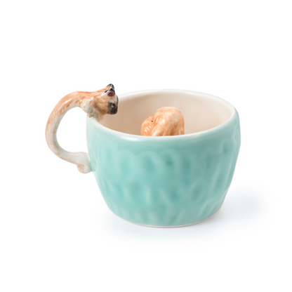 PetsonaMade Personalised Hand-Pinched Pet Portrait Coffee Mug (350 ml, Pet-Themed Handle)