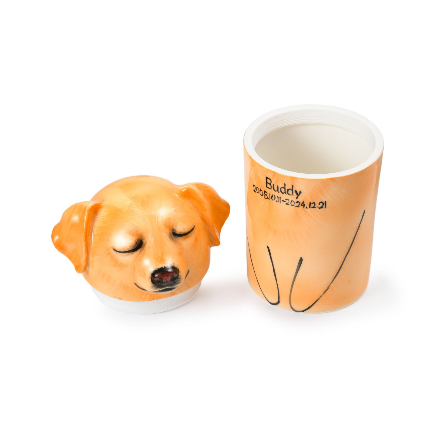 PetsonaMade Creative Ceramic Dog Urn – Handcrafted Memorial Keepsake (Standard Custom)