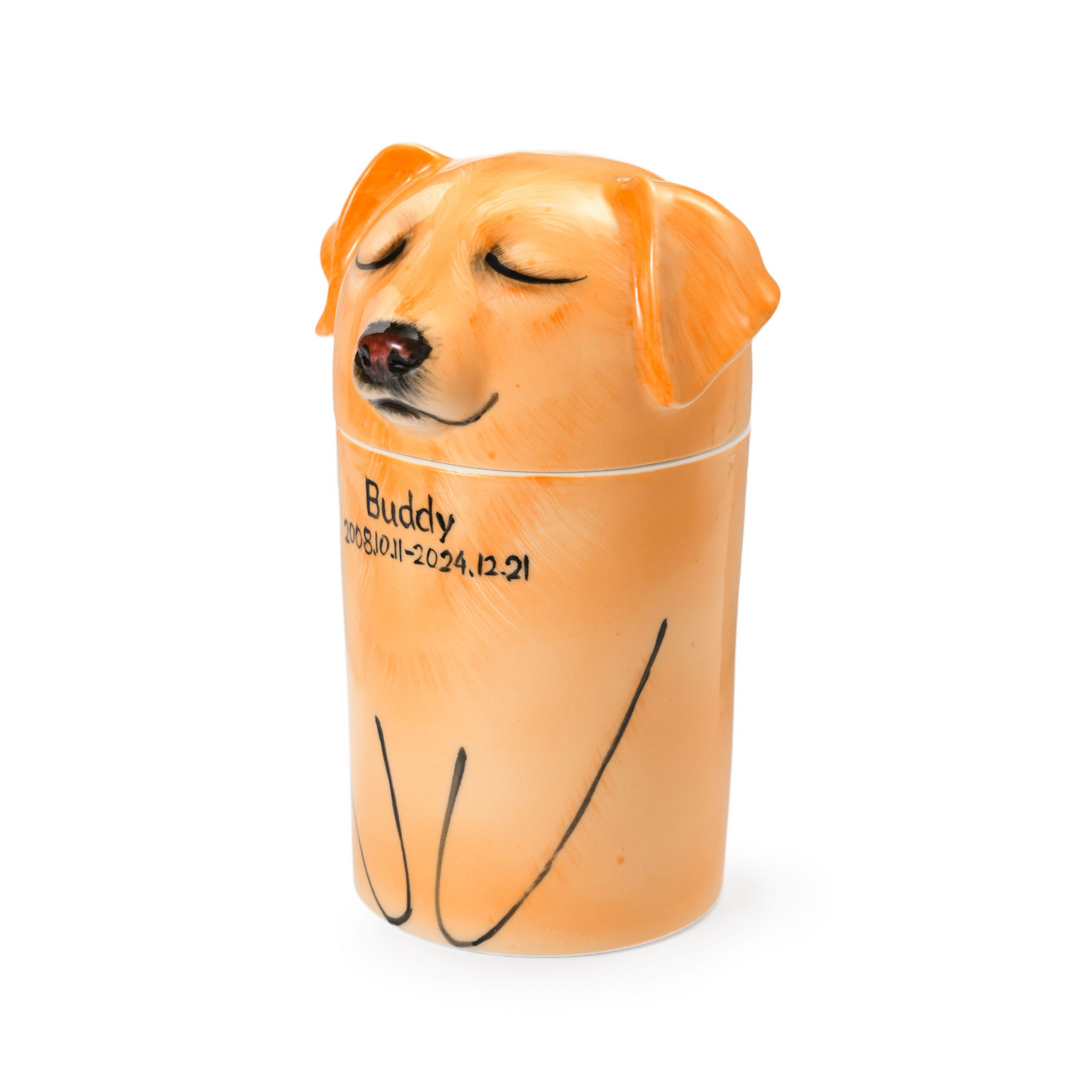 PetsonaMade Creative Ceramic Dog Urn – Handcrafted Memorial Keepsake (Standard Custom)