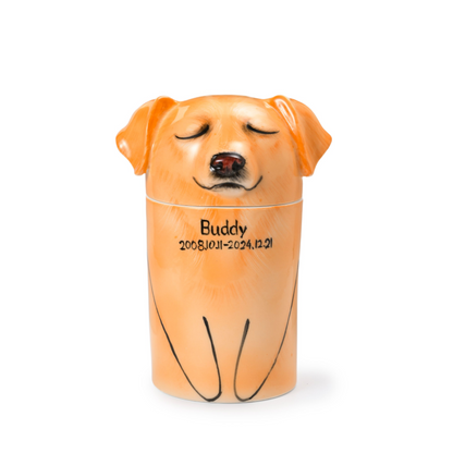 PetsonaMade Creative Ceramic Dog Urn – Handcrafted Memorial Keepsake (Standard Custom)