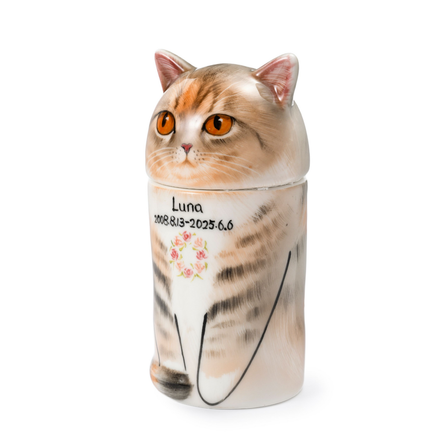 PetsonaMade Creative Ceramic Cat Urn – Handcrafted Memorial Keepsake with Custom Accessories (Deluxe Version)