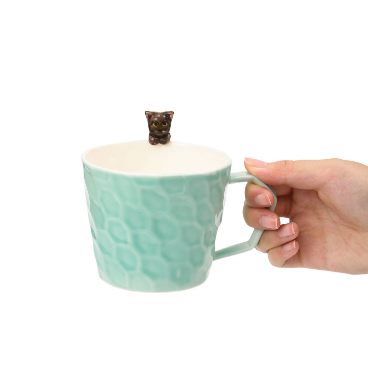 PetsonaMade Personalised Hand-Pinched Pet Portrait Coffee Mug (350 ml, Classic Handle)