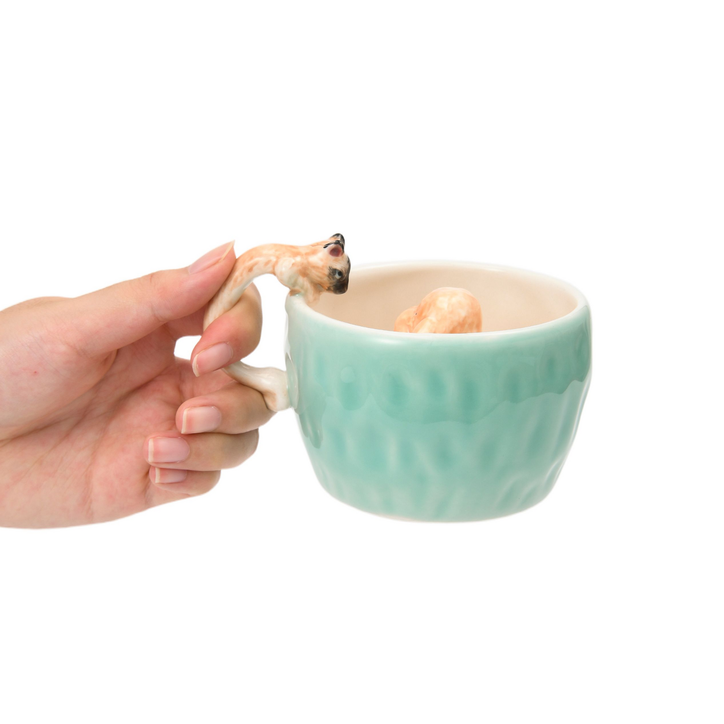 PetsonaMade Personalised Hand-Pinched Pet Portrait Coffee Mug (350 ml, Pet-Themed Handle)