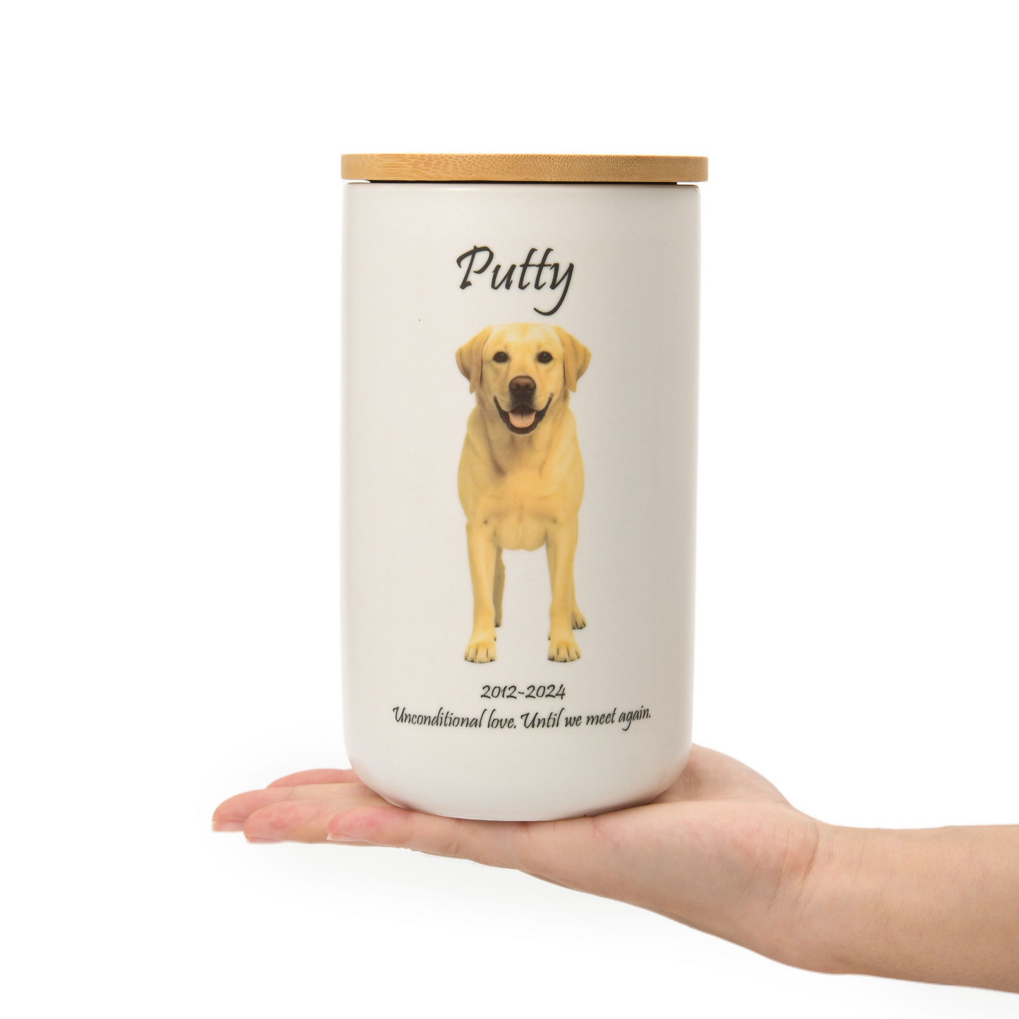 PetsonaMade Minimalist Ceramic Pet Urn – Handcrafted Memorial for All Pets (2D Hand-Painted) - Large