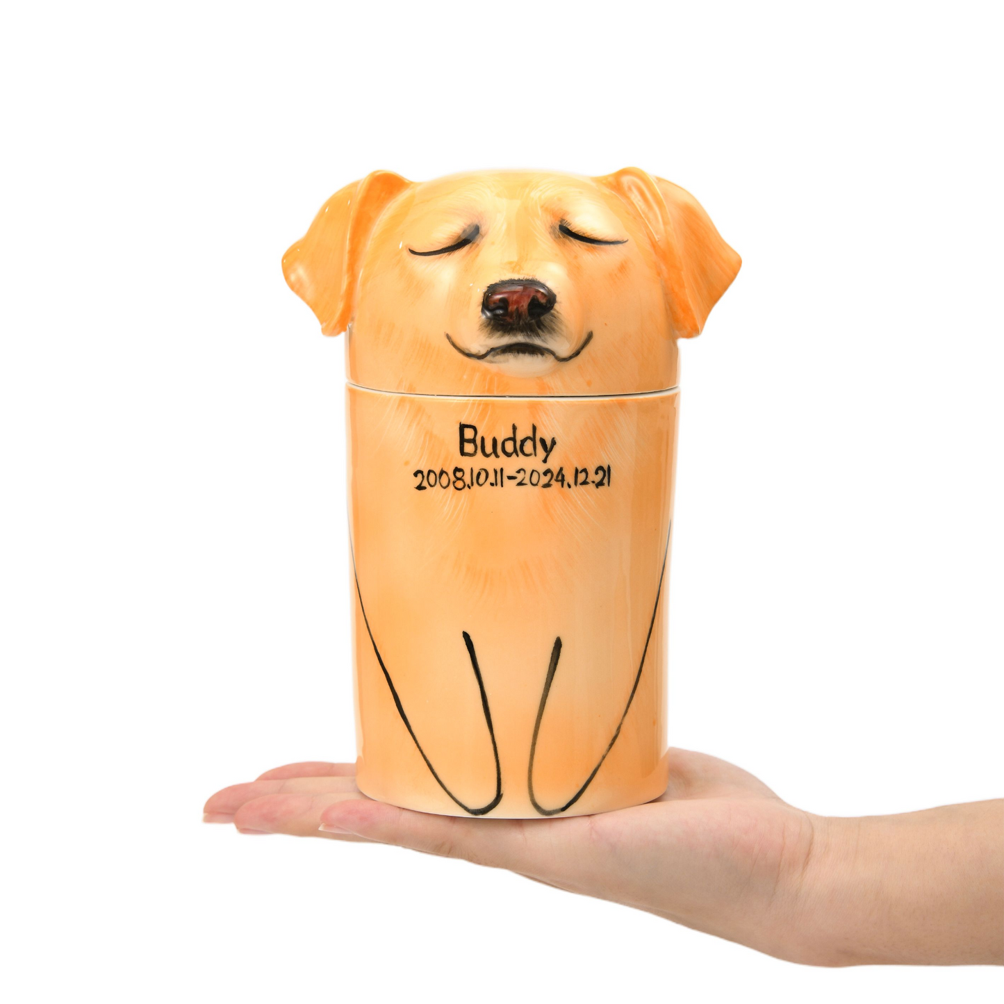 PetsonaMade Creative Ceramic Dog Urn – Handcrafted Memorial Keepsake (Standard Custom)