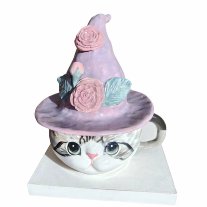 Whimsical Cat Hat Ceramic Mug