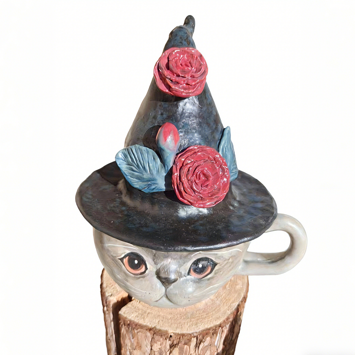 Whimsical Cat Hat Ceramic Mug